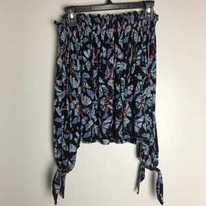 We The Free Floral Lexington Off The Shoulder Tie Top Women Size XS